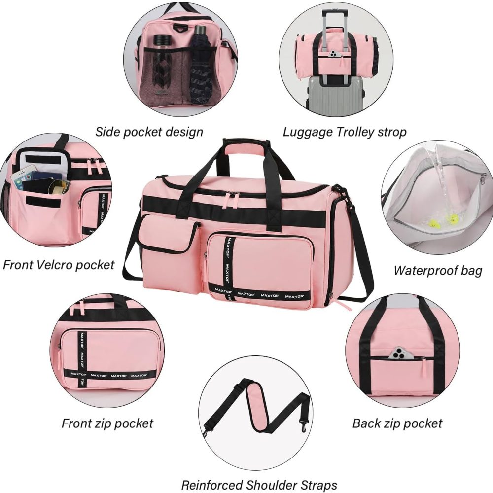 Gym Bag for Women Men Travel Duffle Bag Large Capacity Carry On Weekender Overnight Bag With Shoe Compartment Gym Tote Dry Wet Separation Duffel Bag for Travel - Image 6