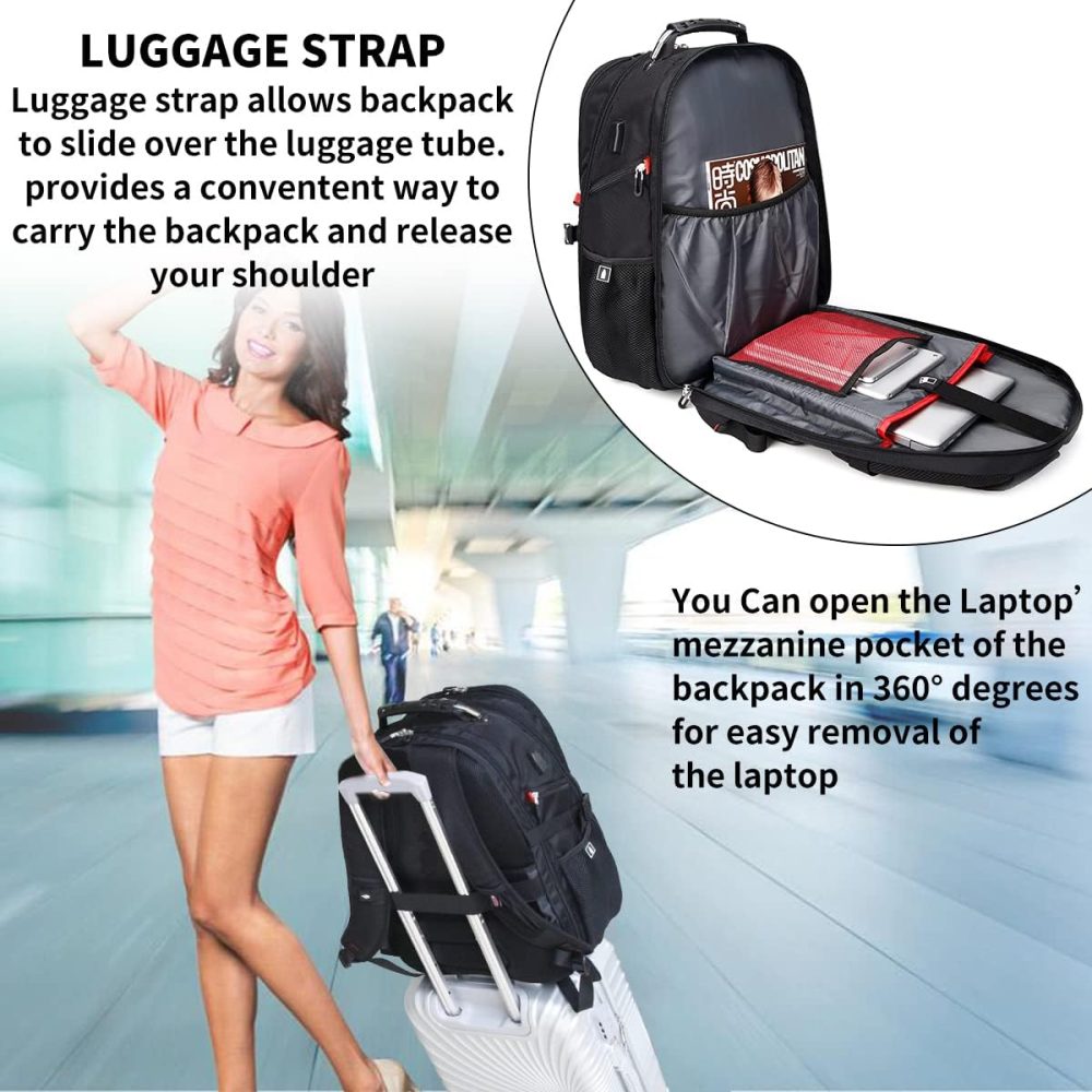 Extra Large 50L Travel Laptop Backpack with USB Charging Port, College Backpack Airline Approved Business Work Bag Fits 17 Inch Computer for Men Women - Image 5