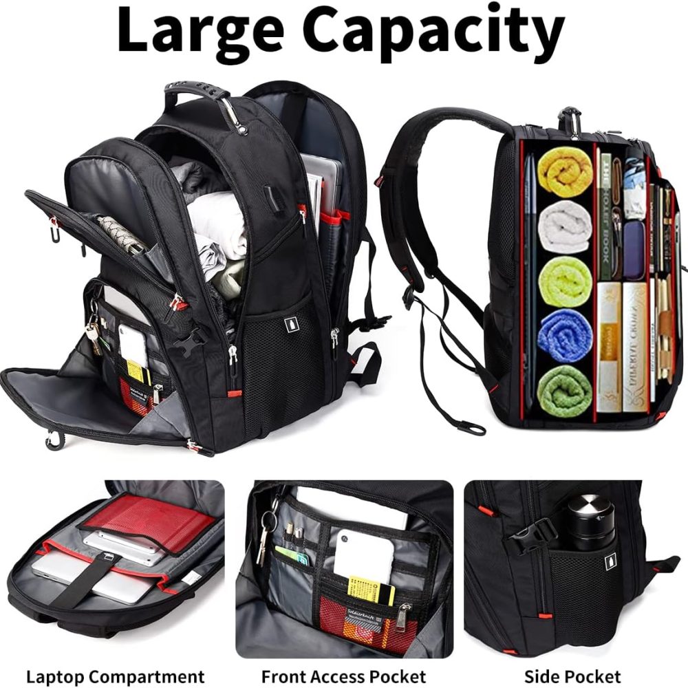 Extra Large 50L Travel Laptop Backpack with USB Charging Port, College Backpack Airline Approved Business Work Bag Fits 17 Inch Computer for Men Women - Image 7